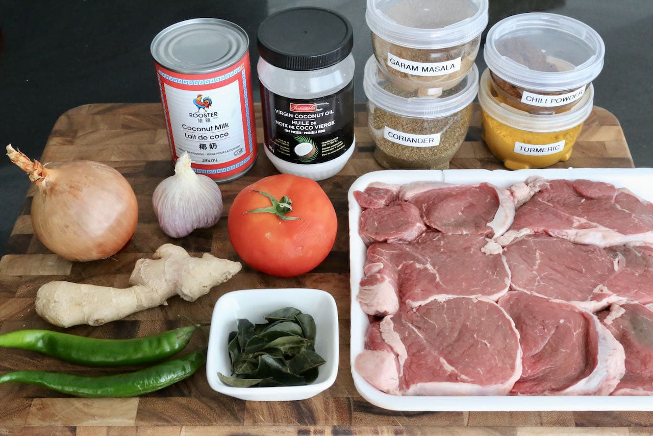 Traditional Nadan Kerala Beef Curry recipe ingredients.