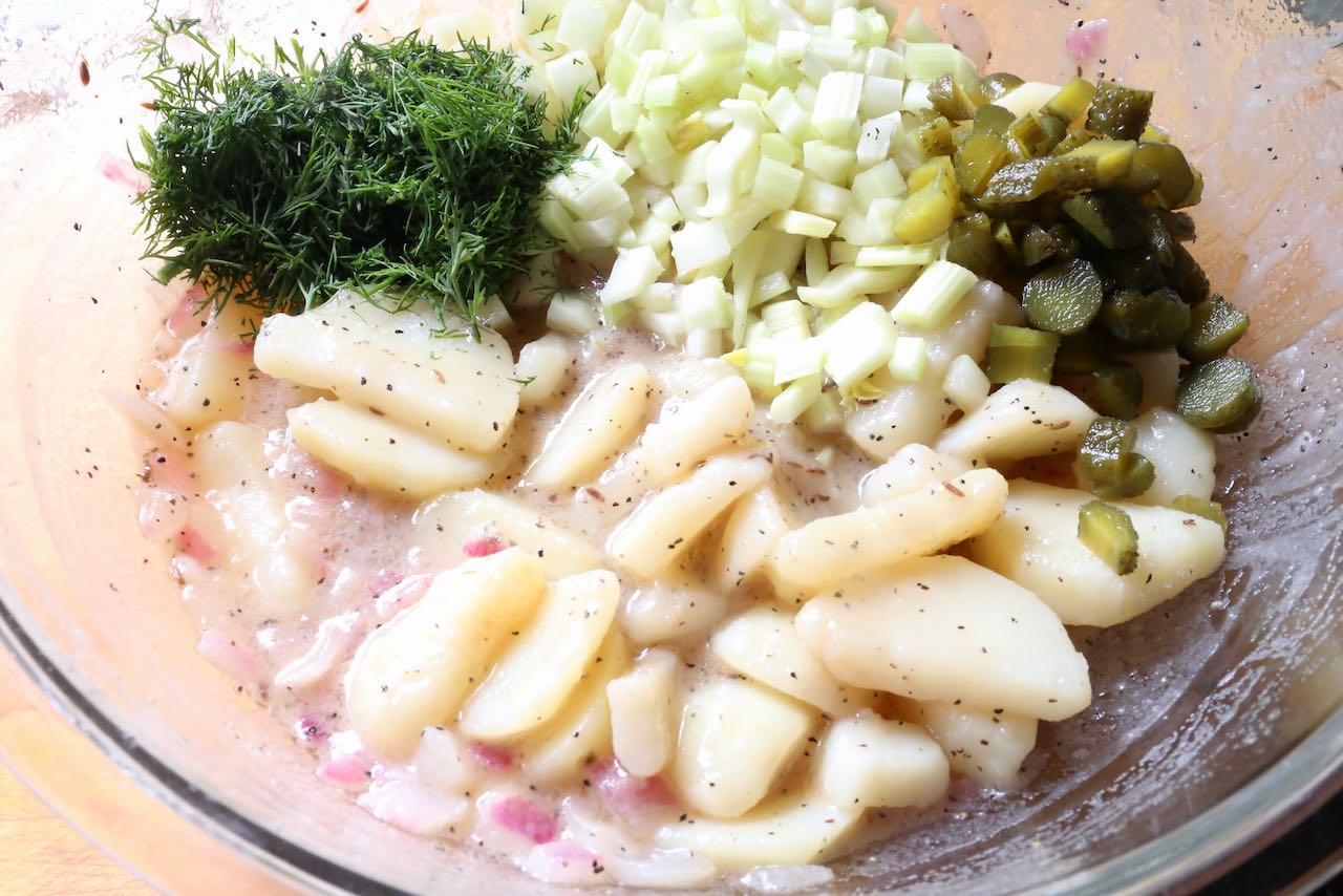 Erdapfelsalat is an authentic potato salad from Vienna, Austria.