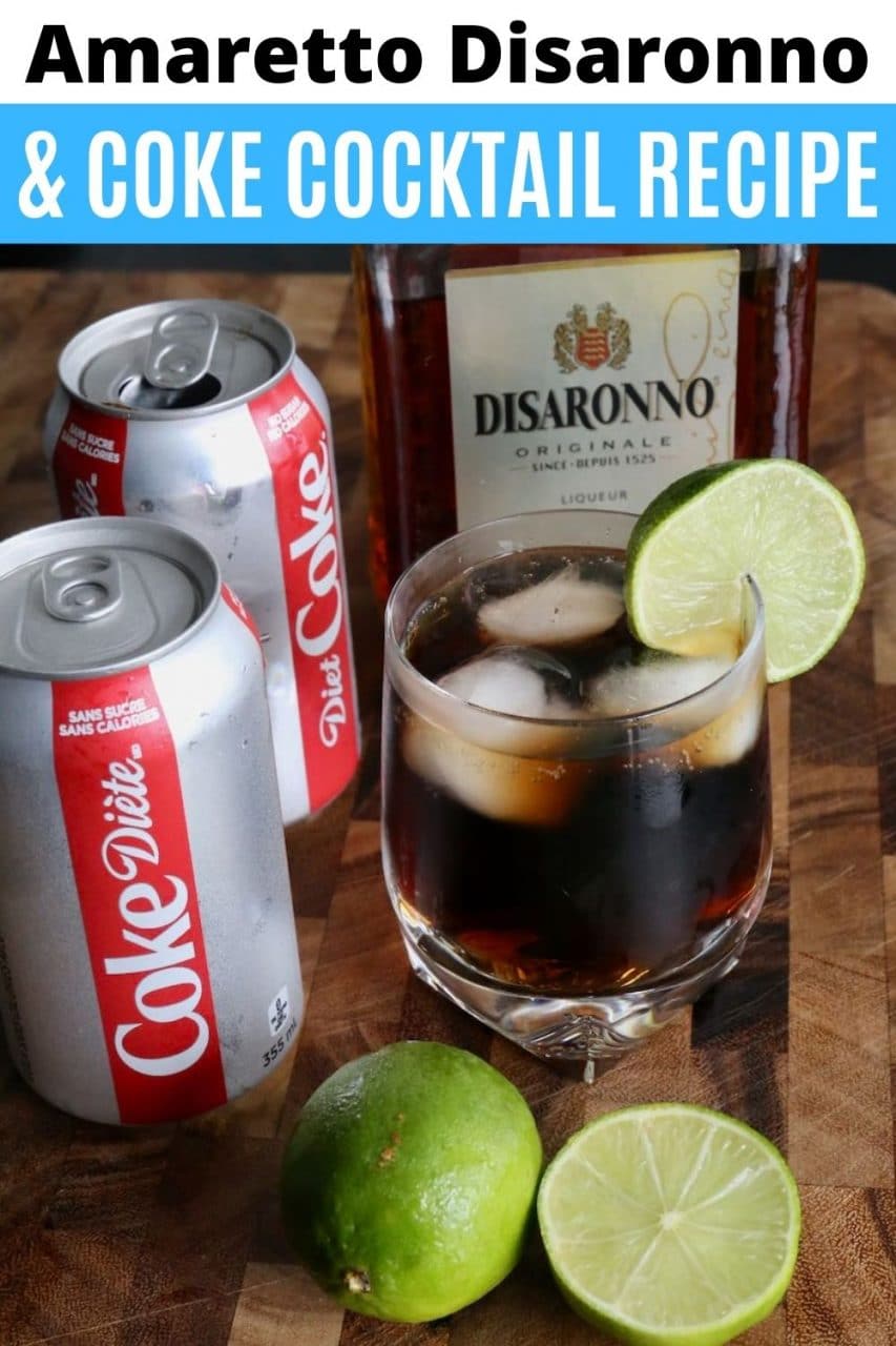 Save our Easy Amaretto Disaronno and Coke Cocktail recipe to Pinterest!