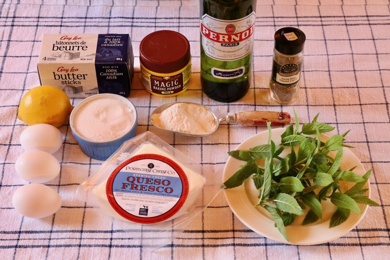 Authentic Flaó Ibizan Cheese Mint Tart recipe ingredients.