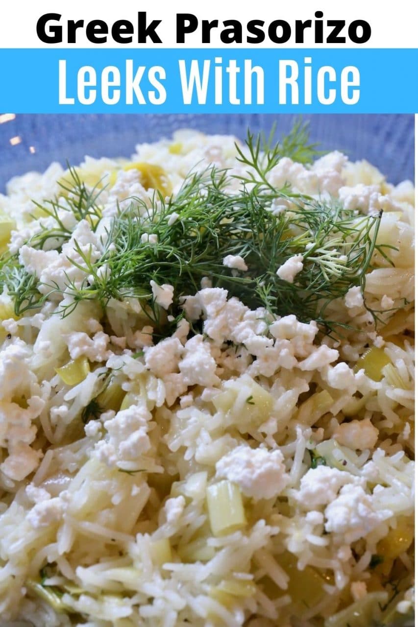 Save our Greek Prasorizo Vegetarian Feta Leek Rice recipe to Pinterest!