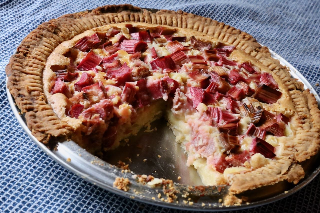 Slice into a Rhubarb and Custard Tart and you'll find a soft and creamy interior.