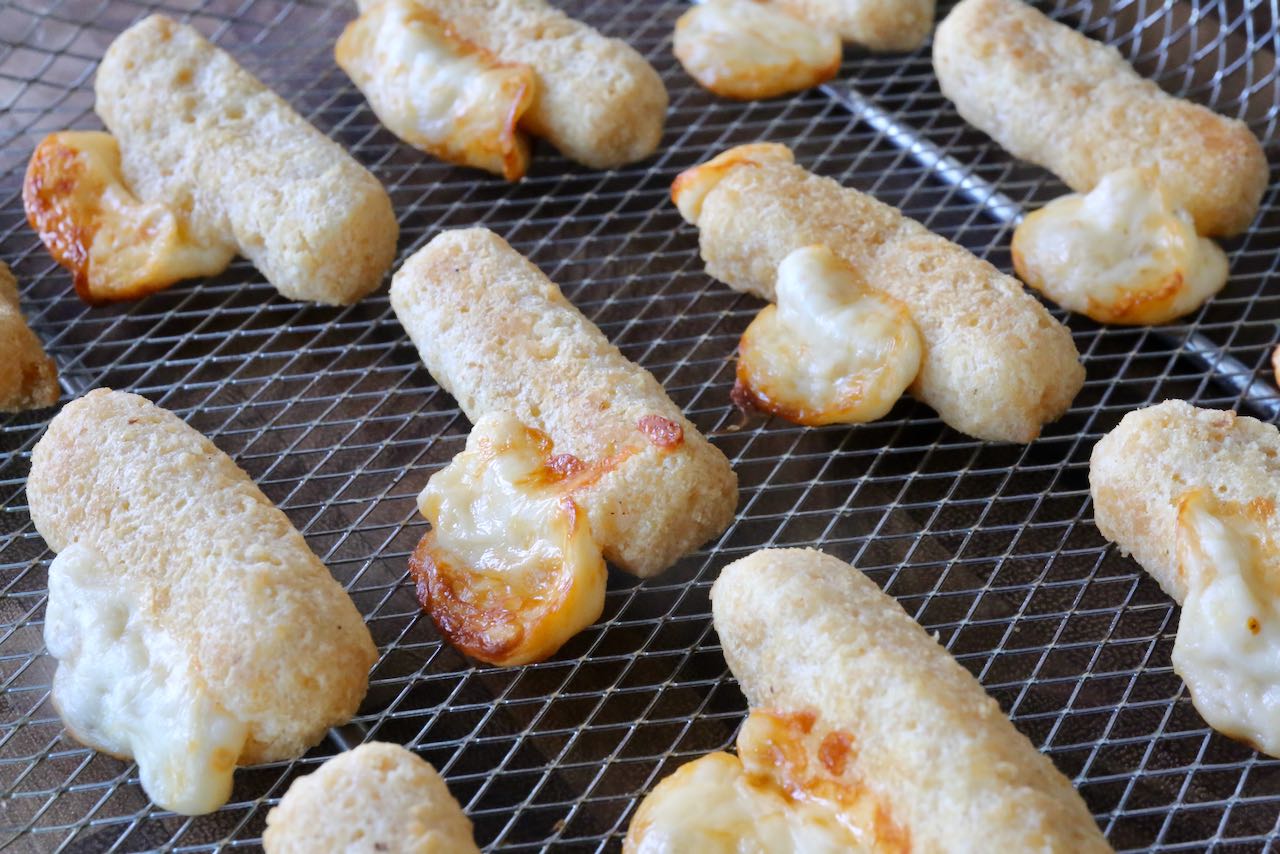 Air Fryer Frozen Mozzarella Sticks Photo Image.
