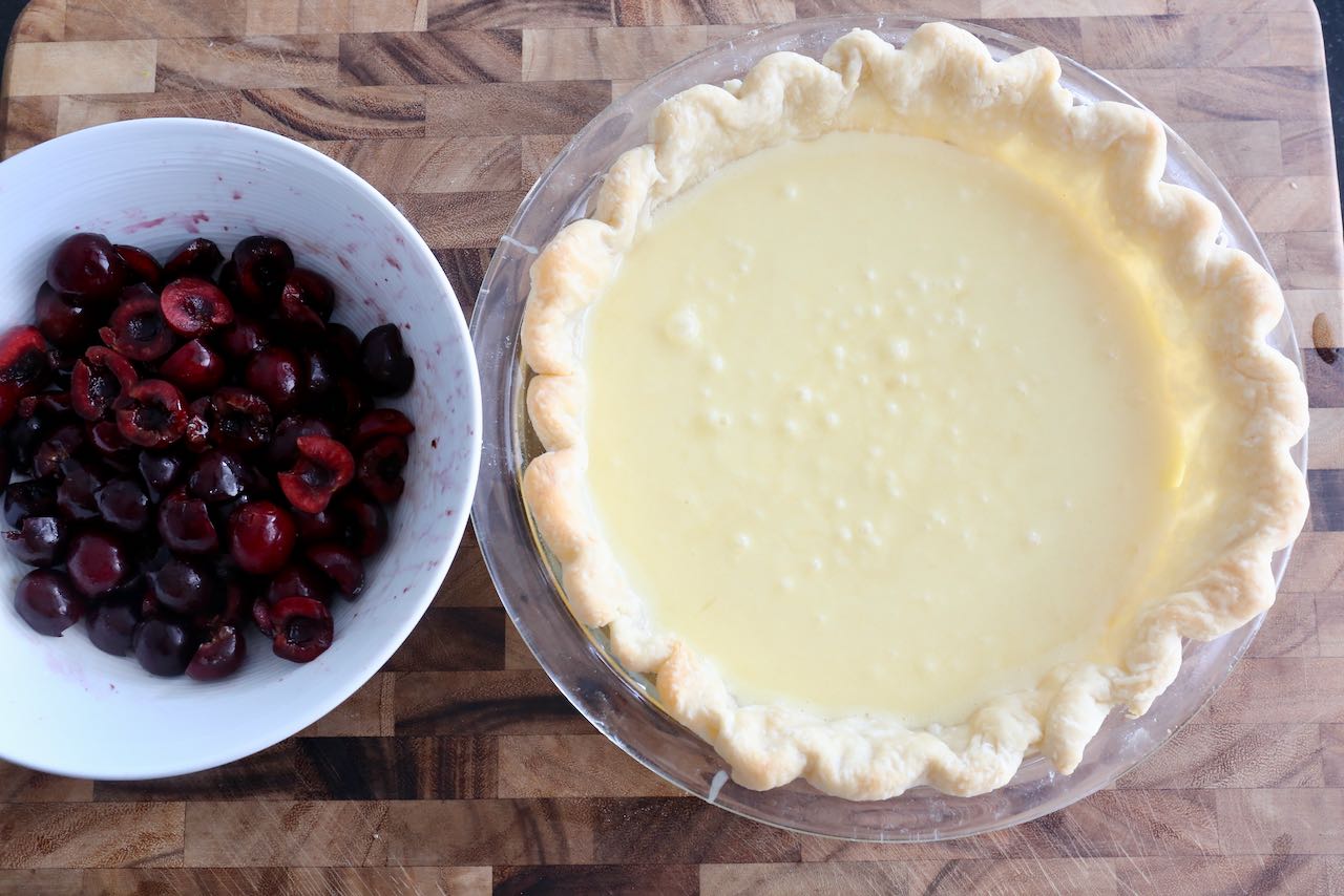 Cherry Custard Pie Photo Image.