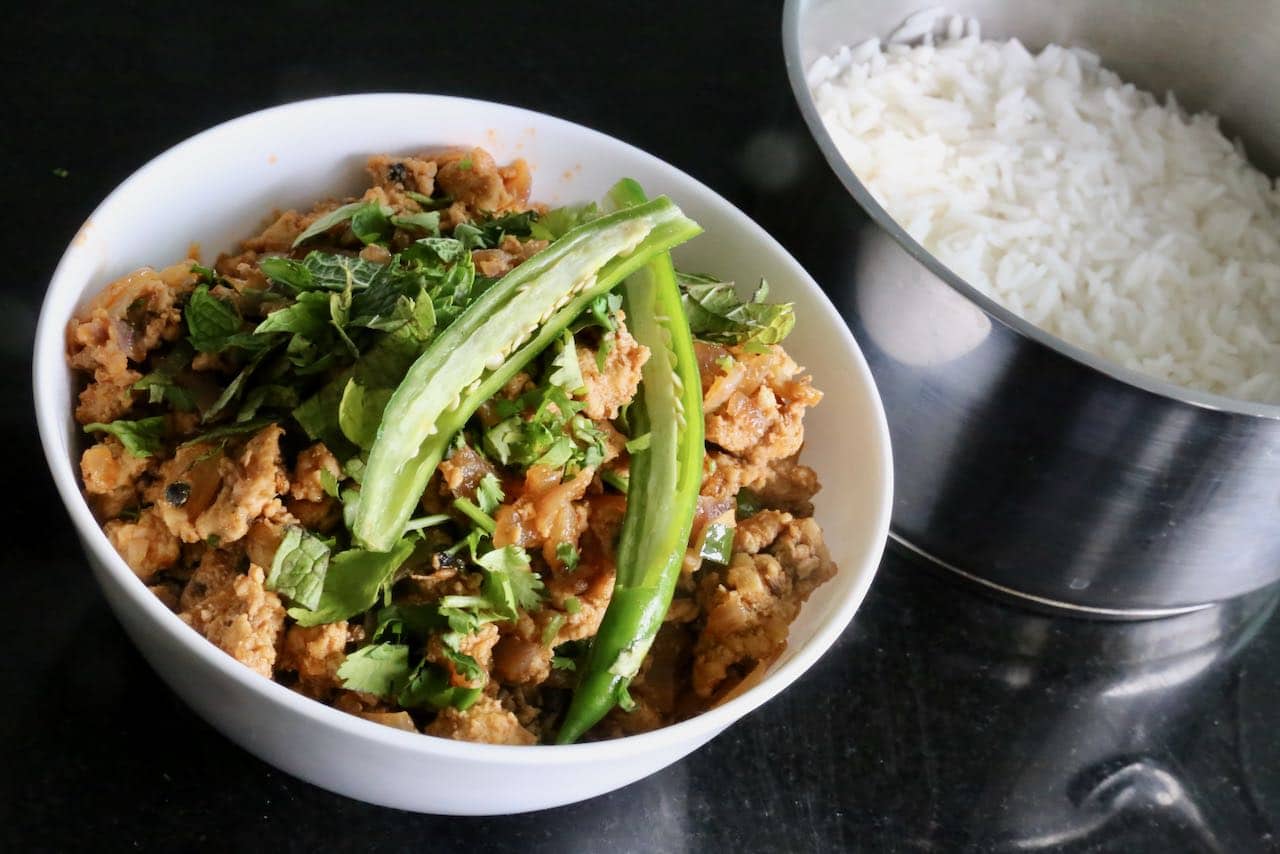 Serve Chicken Keema with Indian flatbread or steamed rice. 