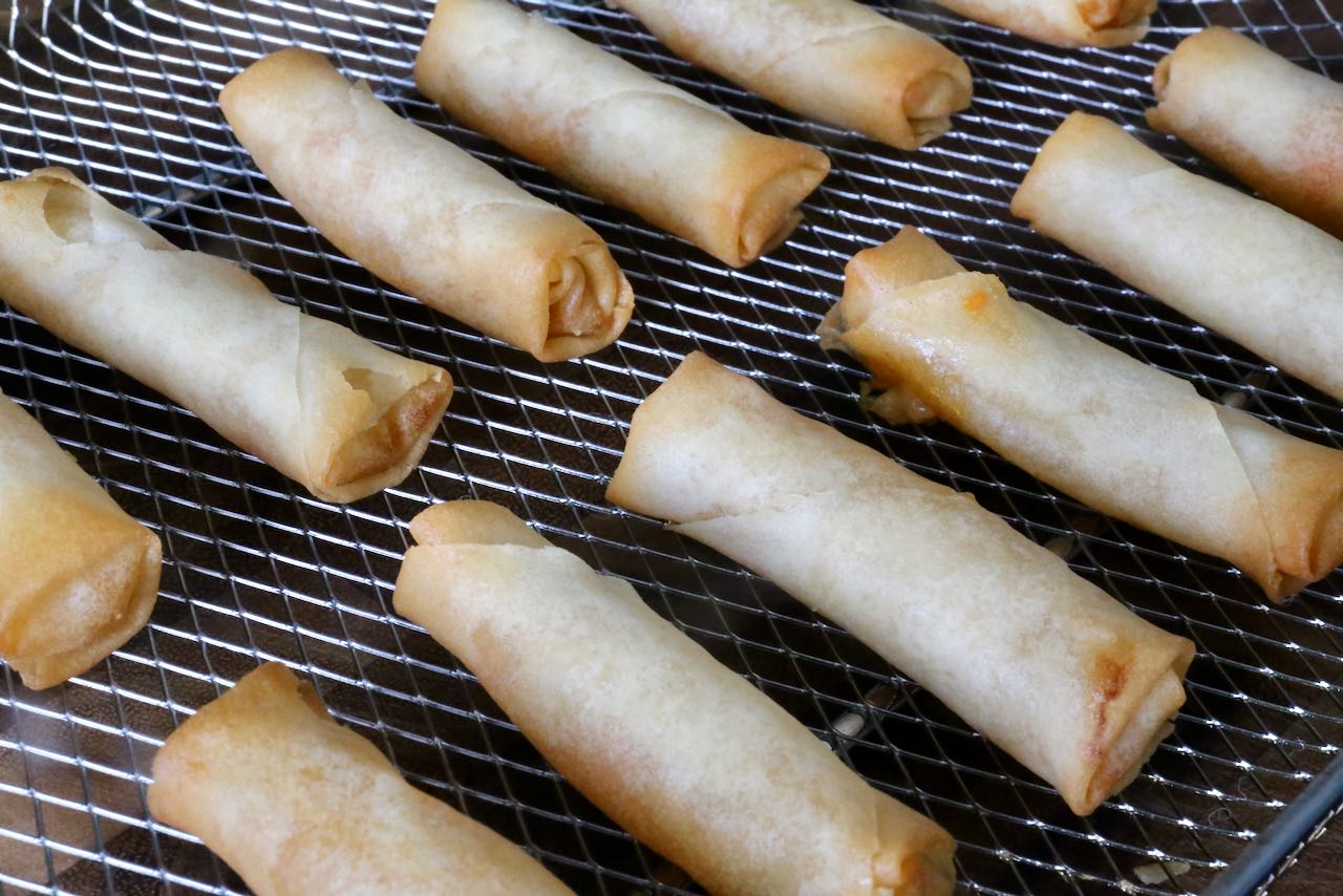 Air Fryer Frozen Spring Rolls Photo Image.