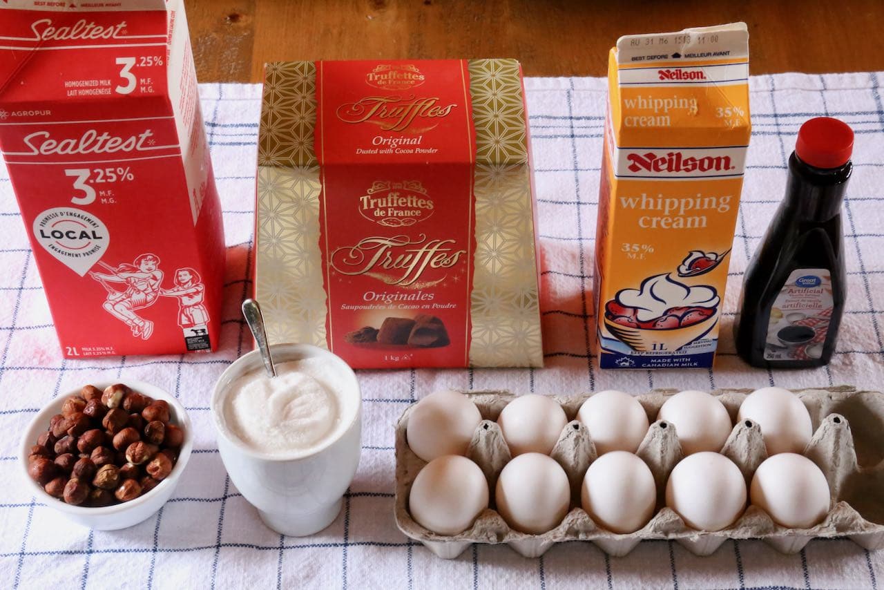 Traditional Gianduja Truffle Ice Cream recipe ingredients.