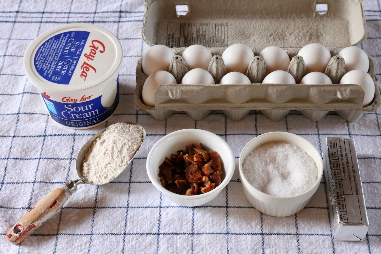 Traditional Csipetke Hungarian Noodles recipe ingredients.
