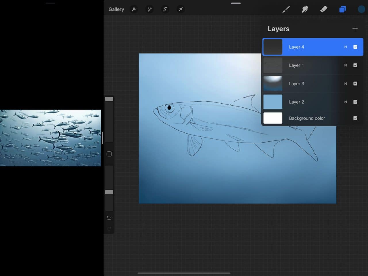 How to Draw A Fish: working in layers is one of the benefits of drawing on Procreate