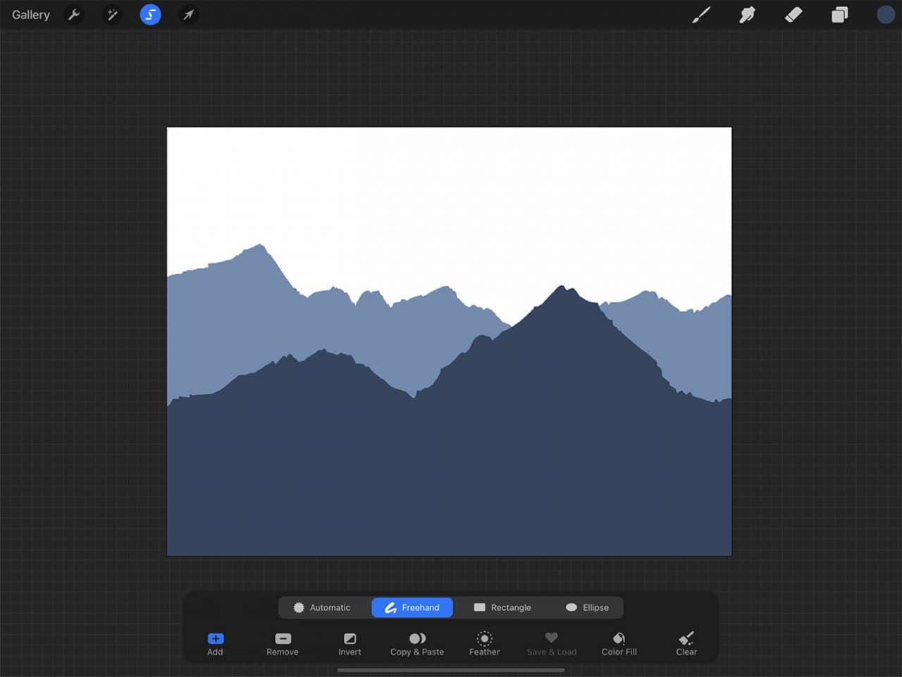 How to Draw Mountains: the lasso tool can be found in the top left menu on your screen