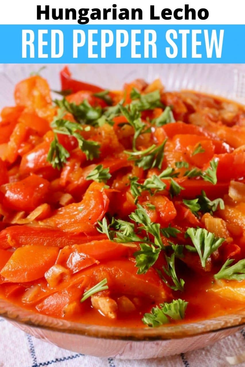 Save our traditional Lecho Hungarian Tomato Red Pepper Stew recipe to Pinterest!