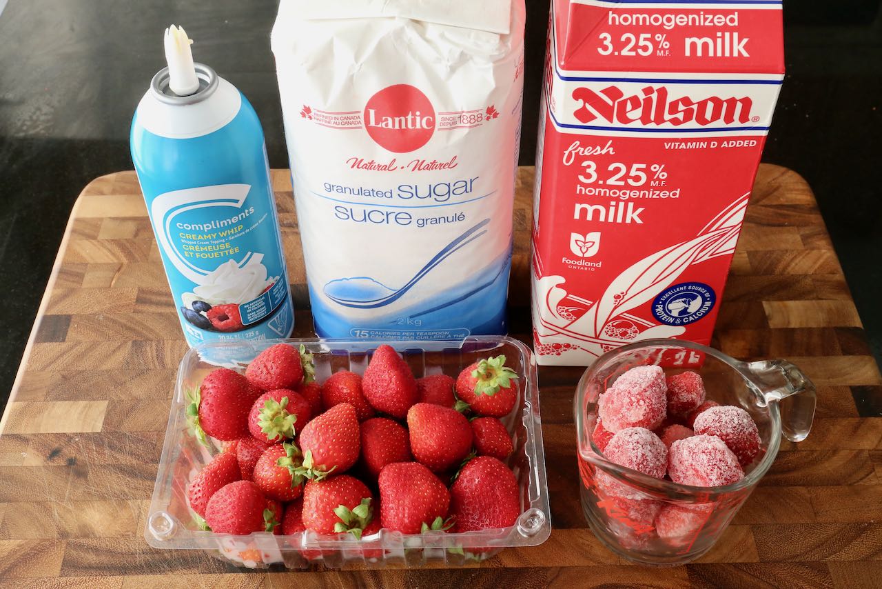 Traditional Korean Strawberry Milk recipe ingredients. 