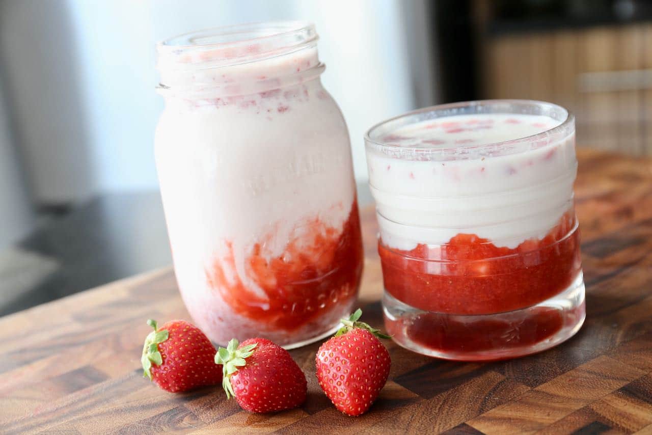 Serve Korean Strawberry Milk as a caffeine free brunch beverage. 