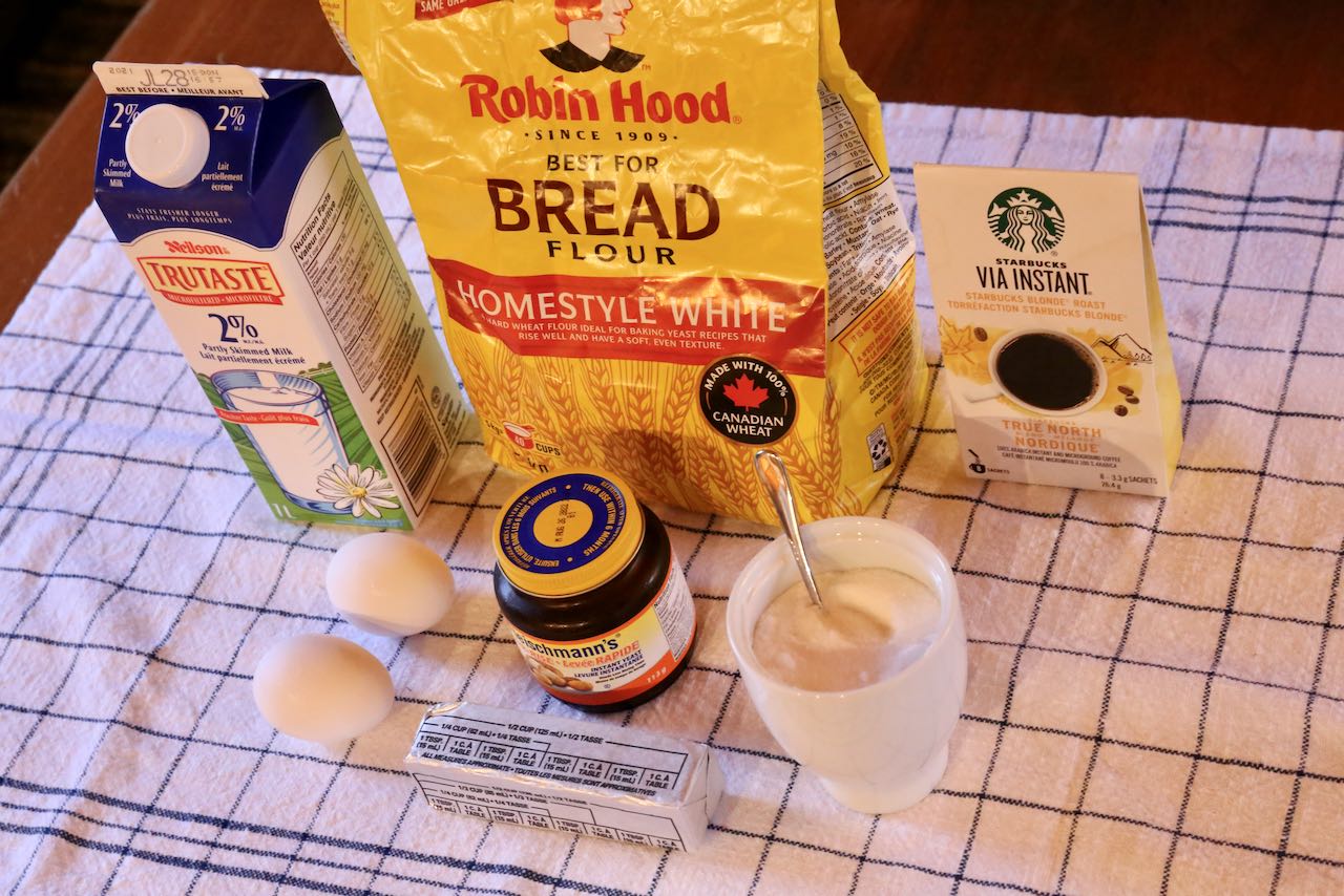 Homemade Mexican Coffee PappaRoti Bun recipe ingredients.