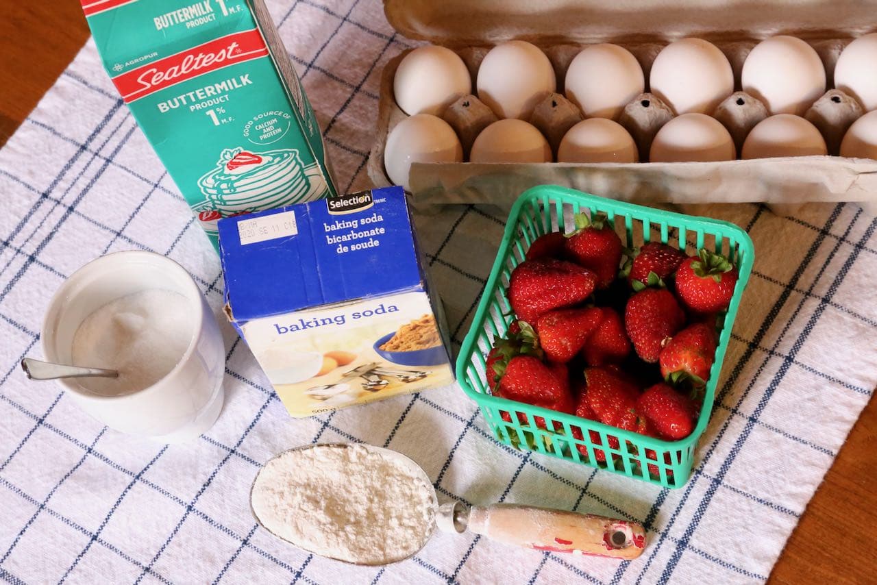 Homemade Oladushki Buttermilk Pancakes recipe ingredients.