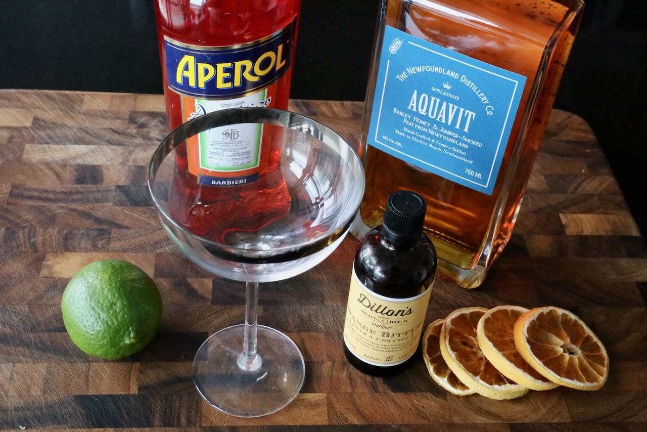 Aquavit Cocktail recipe ingredients.