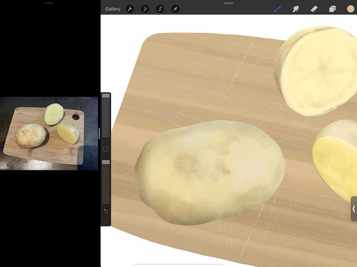 How to Draw Potatoes: Procreate's many brush tips give you lots of options for texture