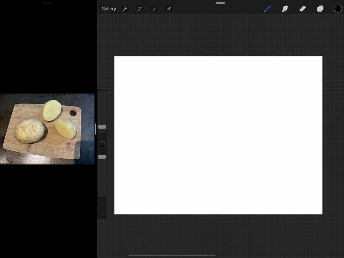 Potato Drawing Tips: iPad Pro makes setting up a convenient split screen for working easy