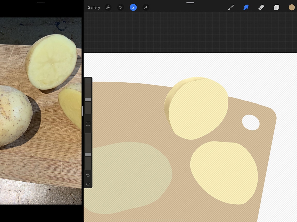 How to Draw Potatoes: Procreate makes isolating portions of your drawing to colour easy
