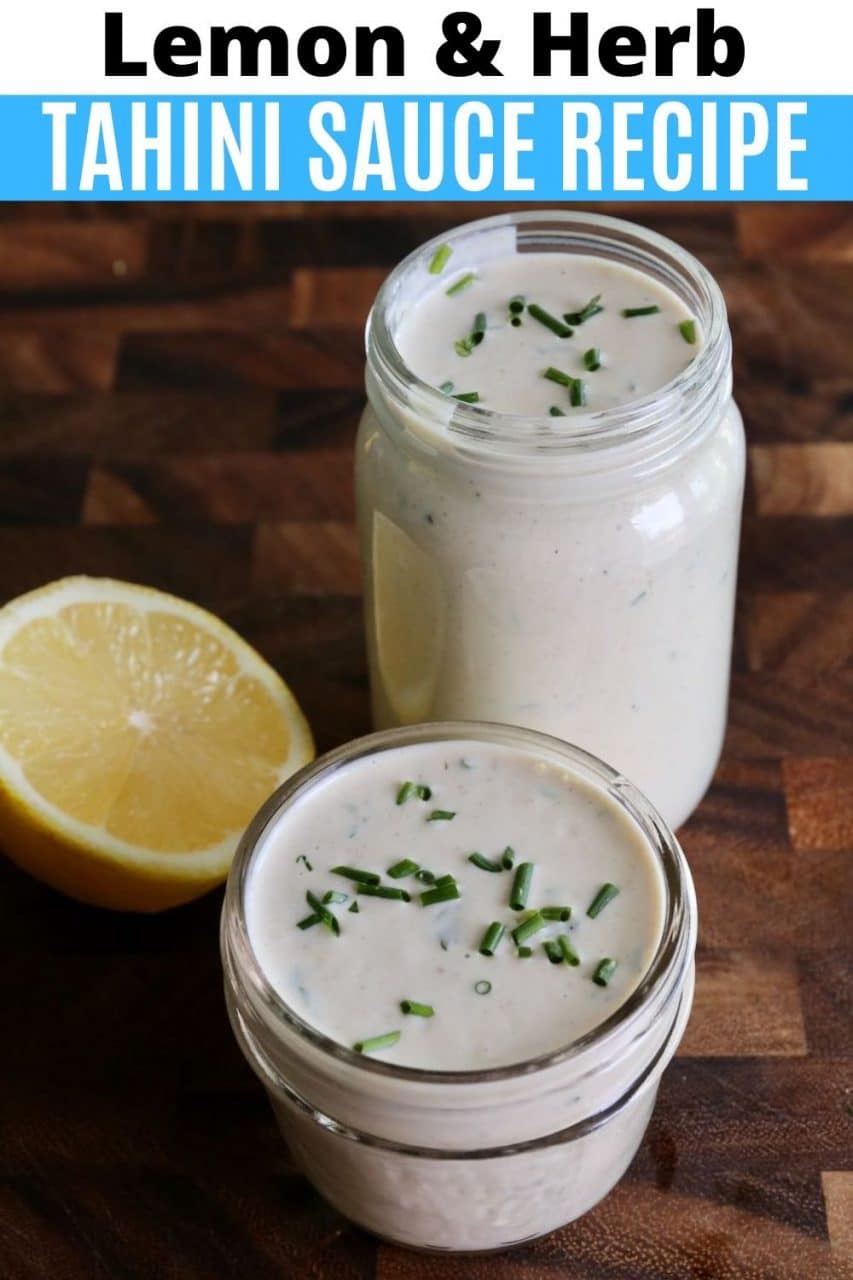 Save our Vegan Lemon Herb Tahini Dressing Sauce recipe to Pinterest!