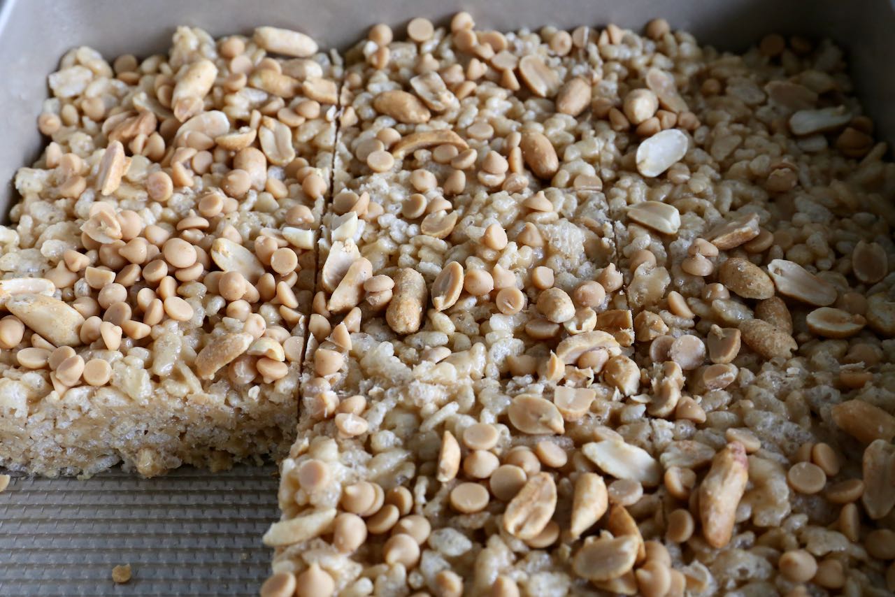 Peanut Butter Rice Krispies Treats Bars Squares Photo Image.