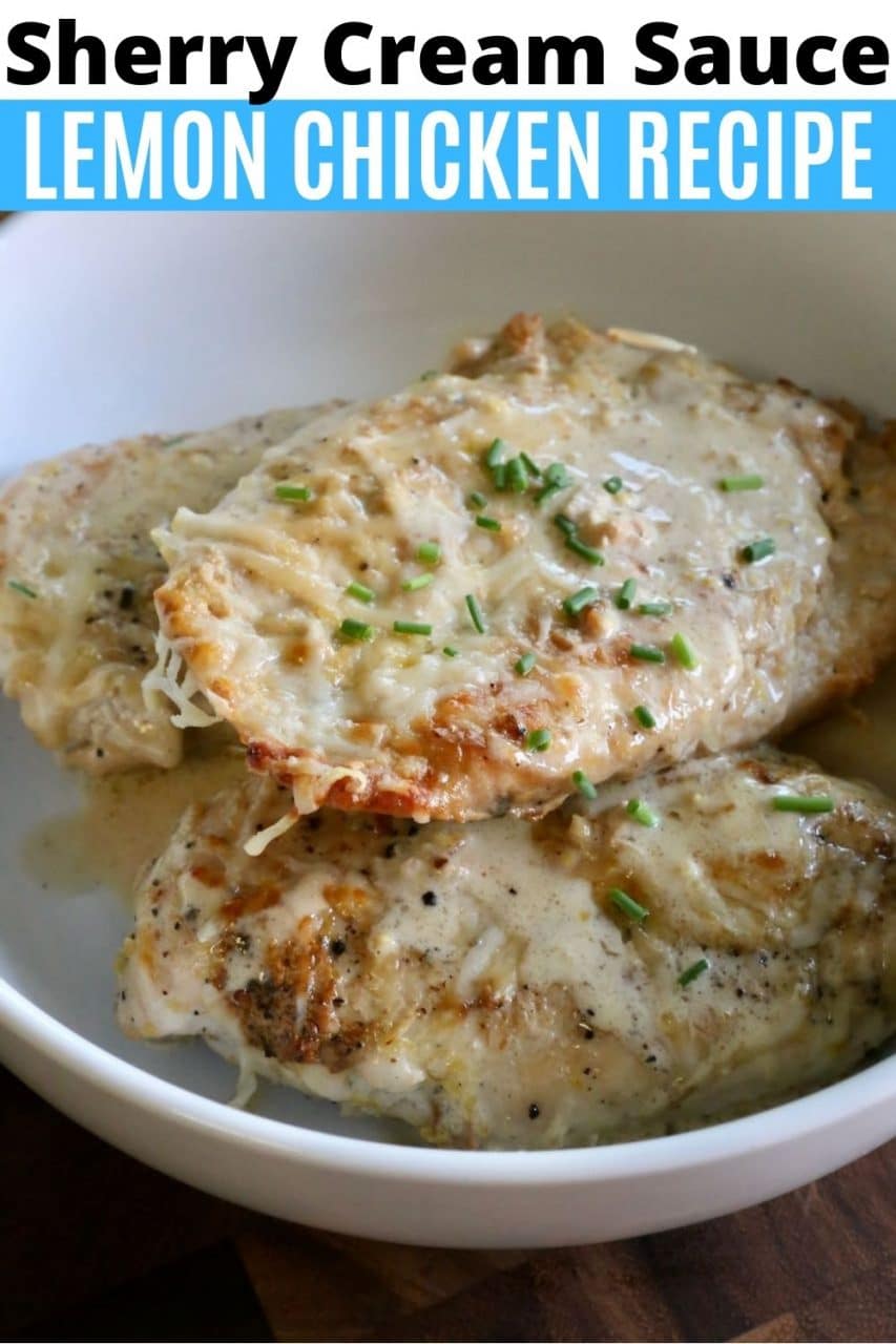 Save our Sherry Cream Sauce Lemon Chicken recipe to Pinterest!