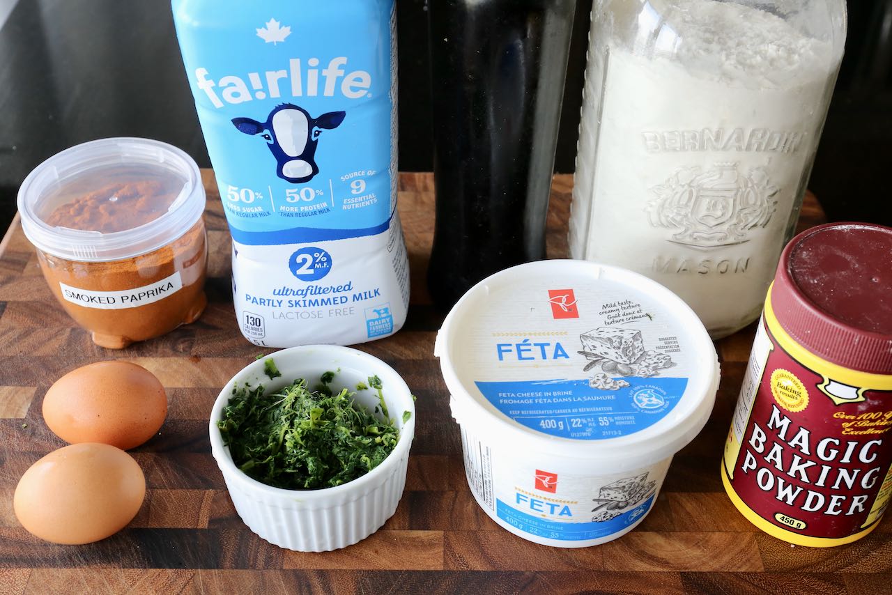 Traditional Spinach and Feta Cheese Muffin recipe ingredients.