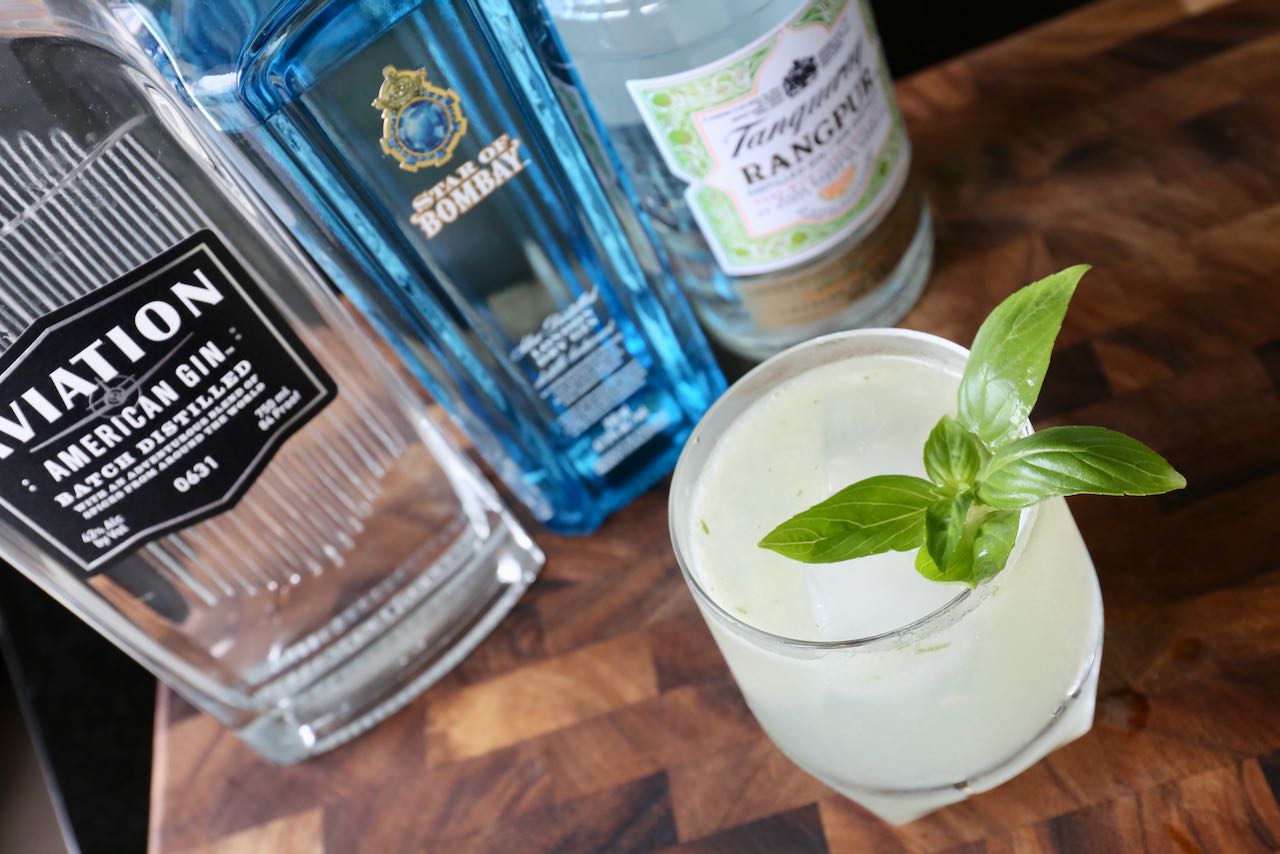 Gin Basil Smash Cocktail Photo Image.