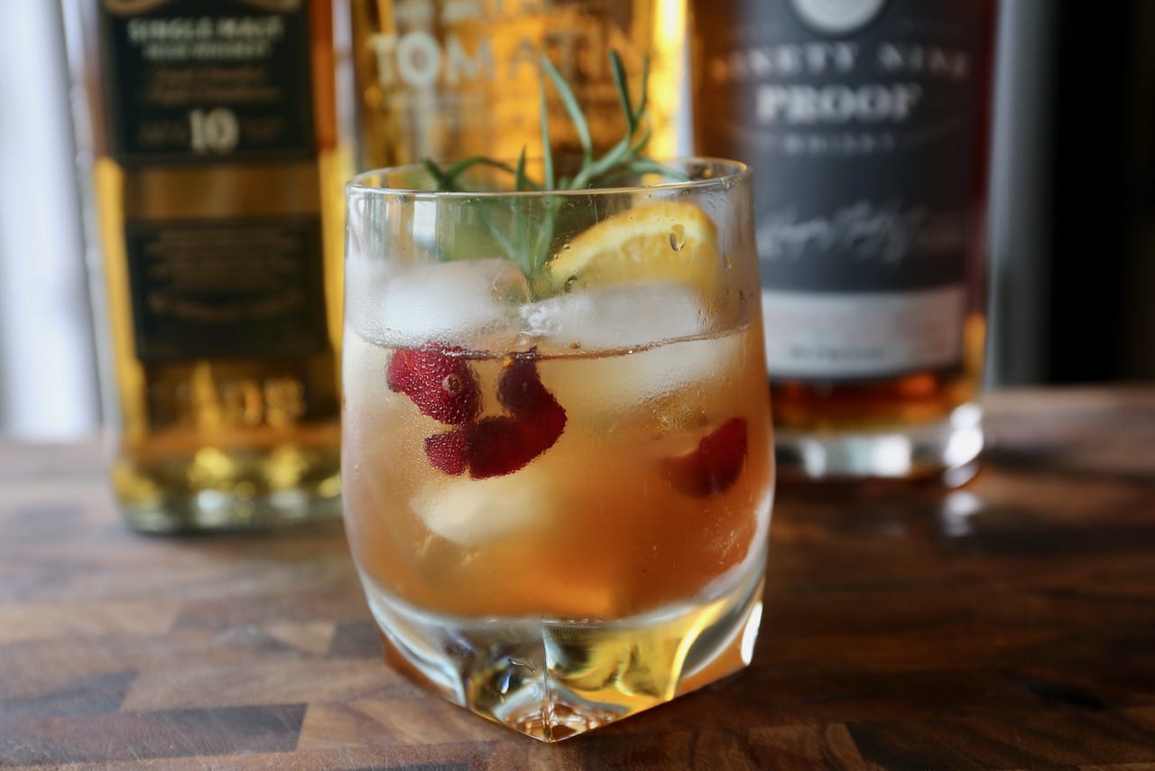 Serve this Holiday Old Fashioned recipe at Christmas and New Years Eve cocktail parties. 