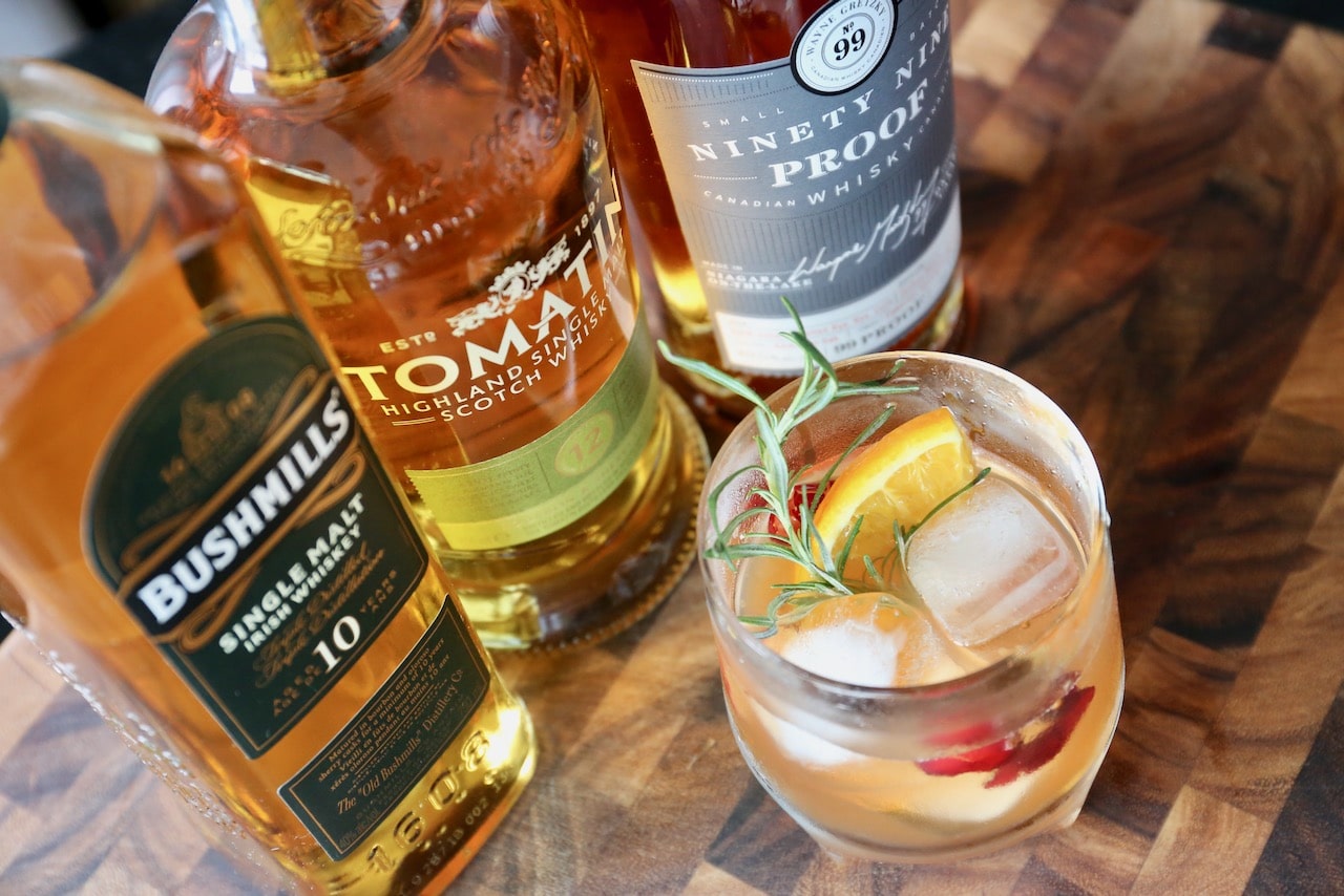 Our holiday old fashioned features classic Christmas flavours such as orange peel, herbaceous rosemary, cranberries and ginger syrup.