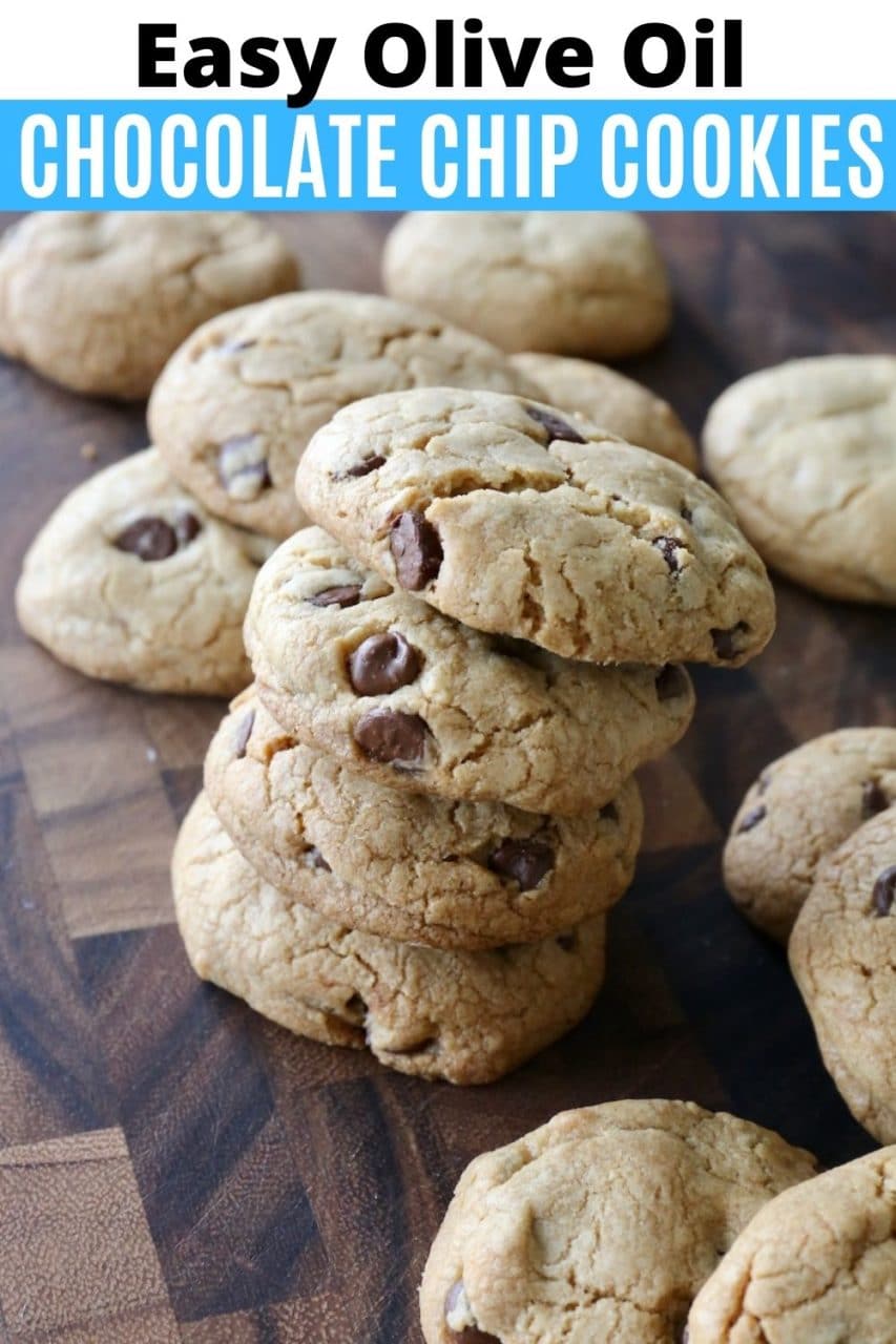 Save our homemade Olive Oil Chocolate Chip Cookies recipe to Pinterest!
