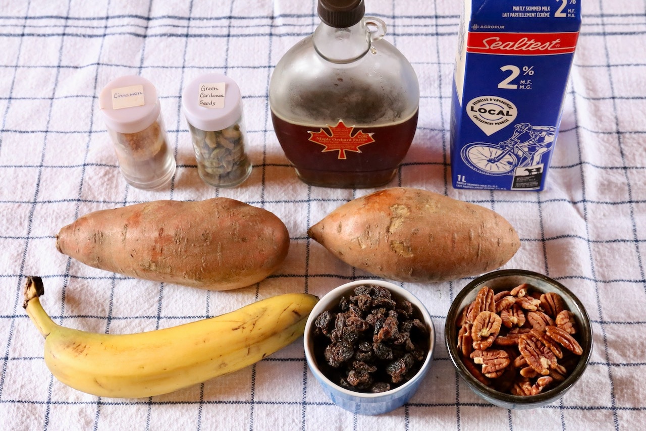 Healthy Sweet Potato Porridge recipe ingredients.