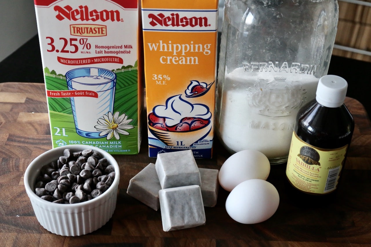 Traditional Double Chocolate Ice Cream recipe ingredients.