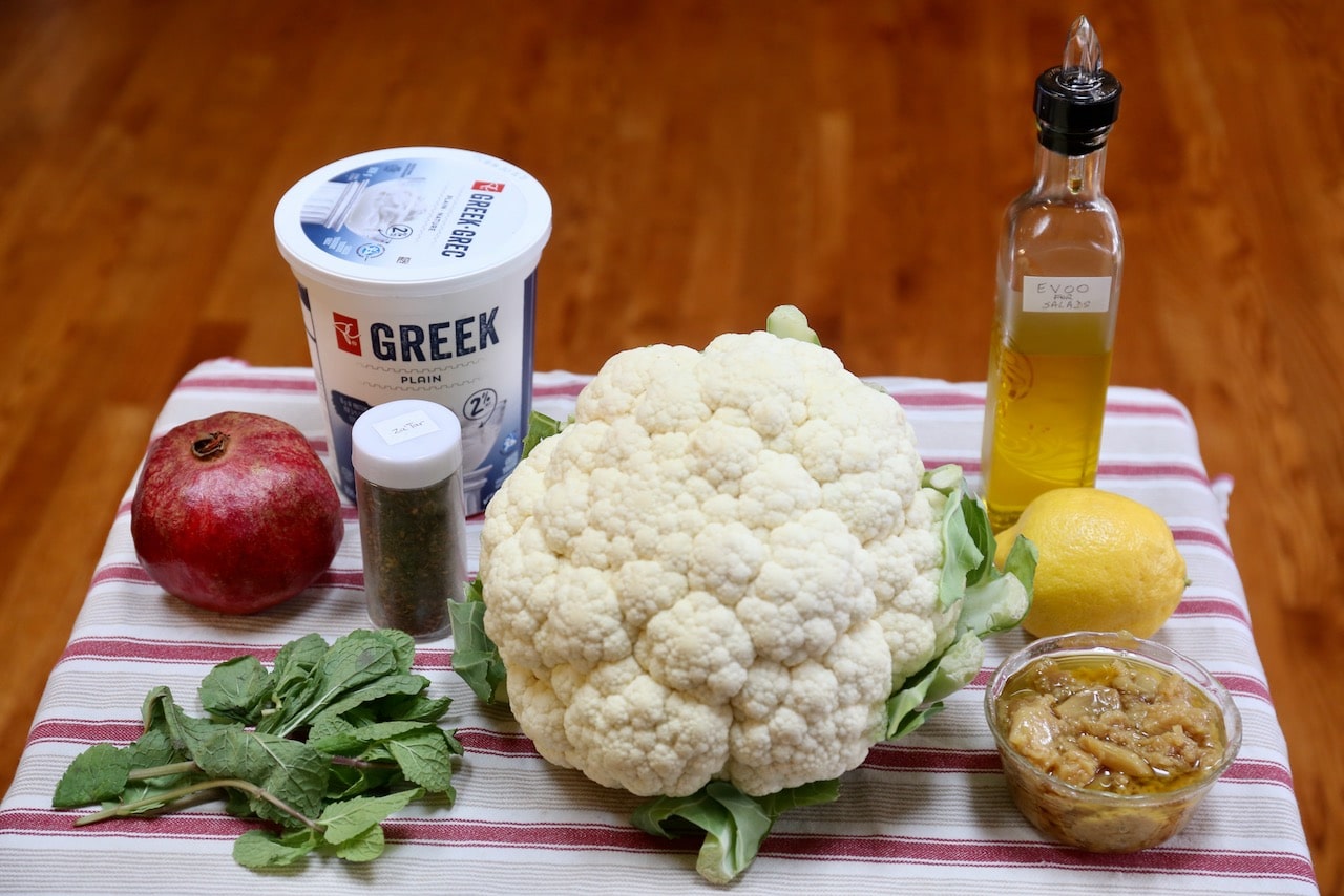 Traditional Lebanese Roasted Cauliflower recipe ingredients.
