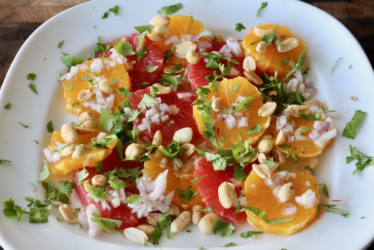 Vegan Citrus Saffron Peanut Salad Recipe