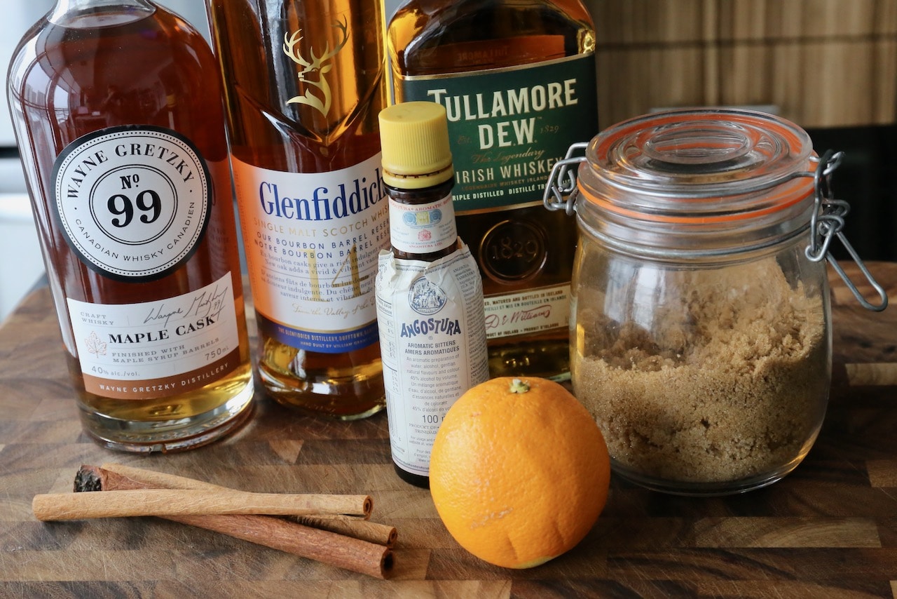 Brown Sugar Old Fashioned recipe ingredients.