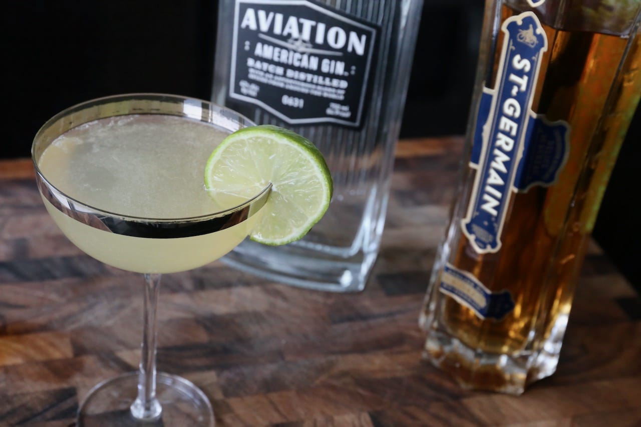 Garnish your Elderflower Gin Cocktail with a lime wheel.