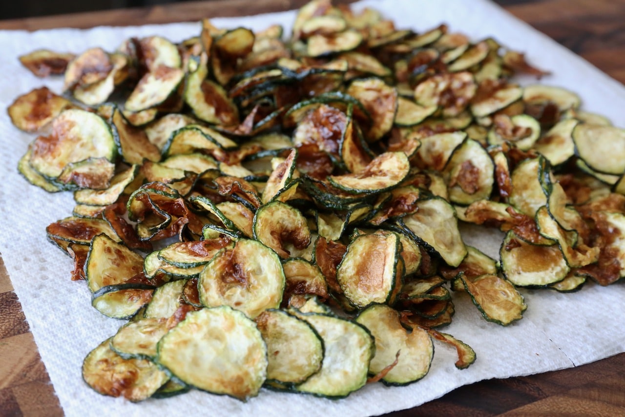 Let crispy fried zucchini drain and cool on a paper towel before tossing in the pasta. 
