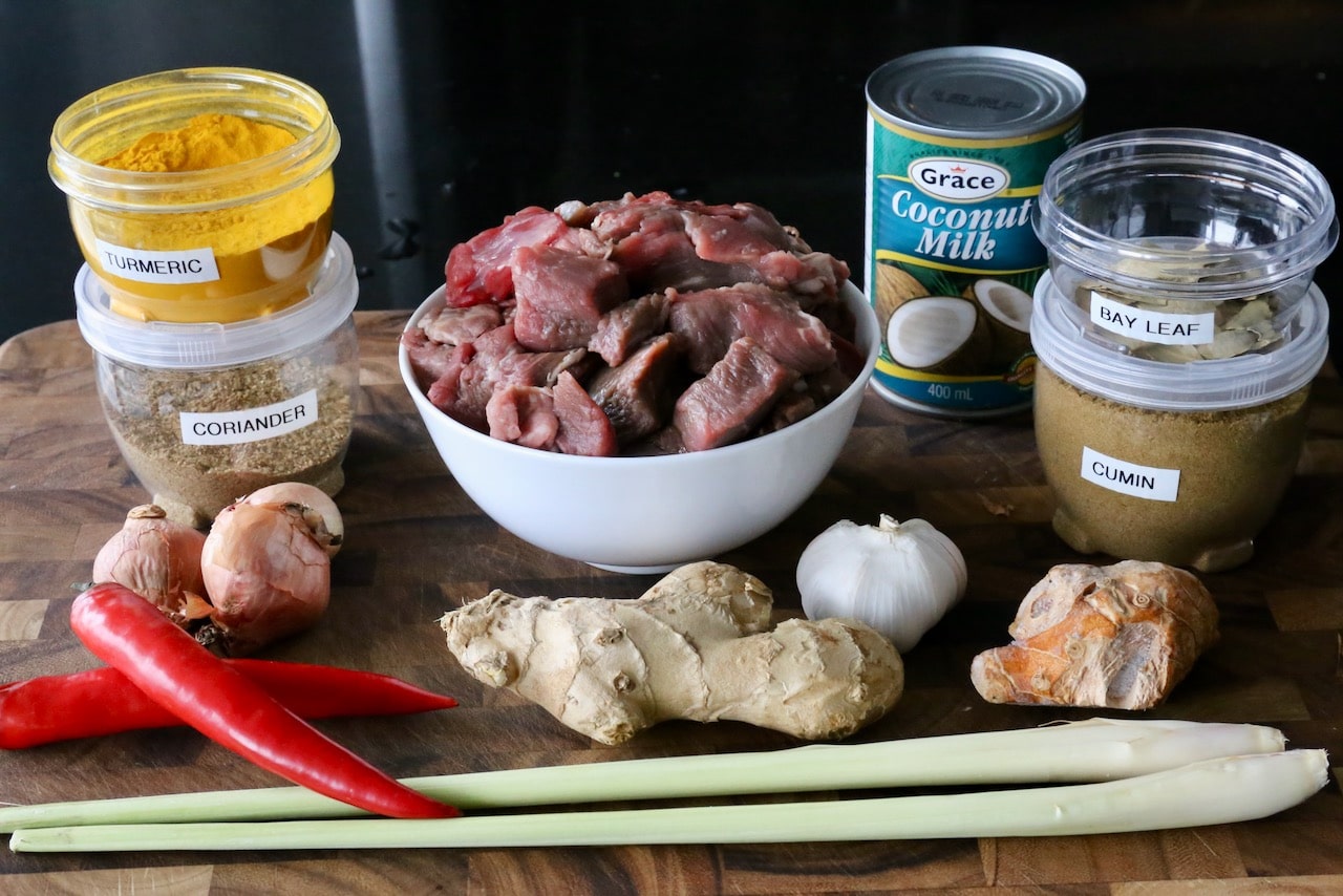 Traditional Indonesian Beef Stew recipe ingredients.