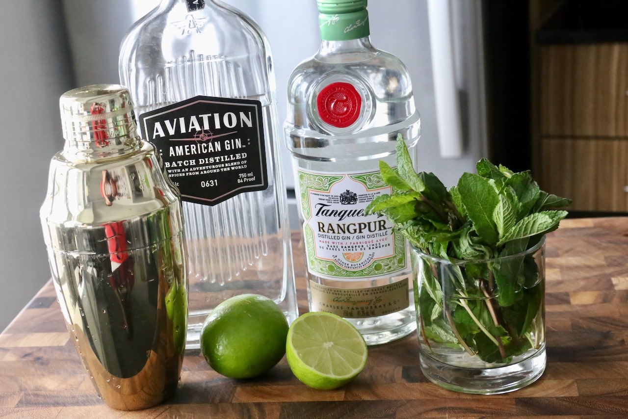 Homemade Gin Mojito Cocktail recipe ingredients.