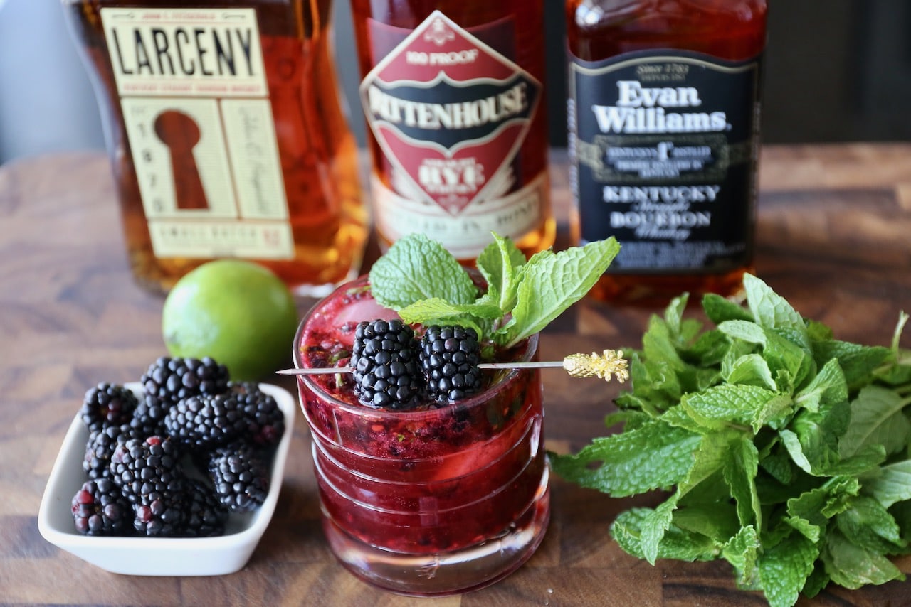 Blackberry Smash with Bourbon Whiskey Photo Image.