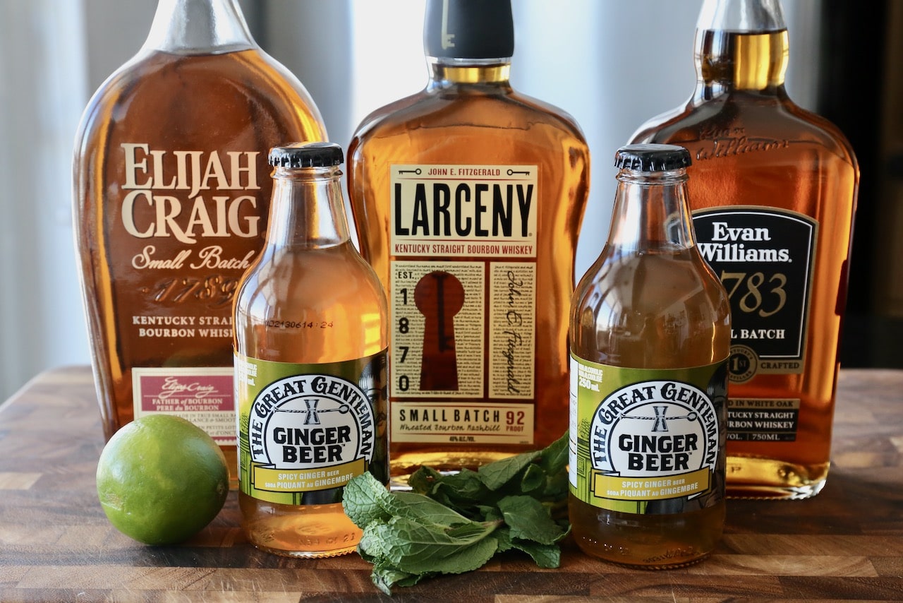 Traditional Kentucky Mule Cocktail recipe ingredients.