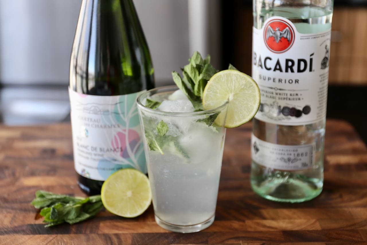 We like preparing a Mojito Royale with Bacardi rum.