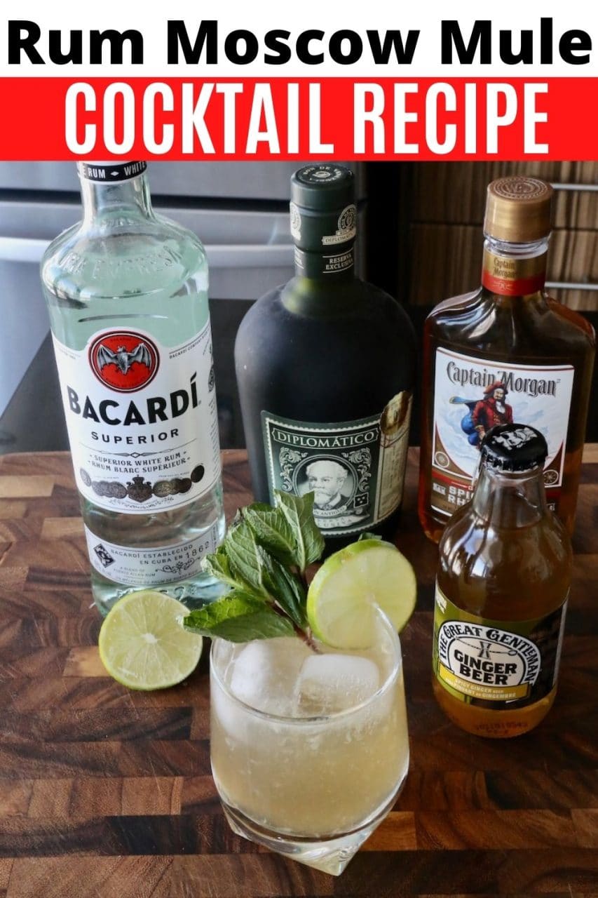 Save our easy Moscow Mule with Rum Cocktail recipe to Pinterest!