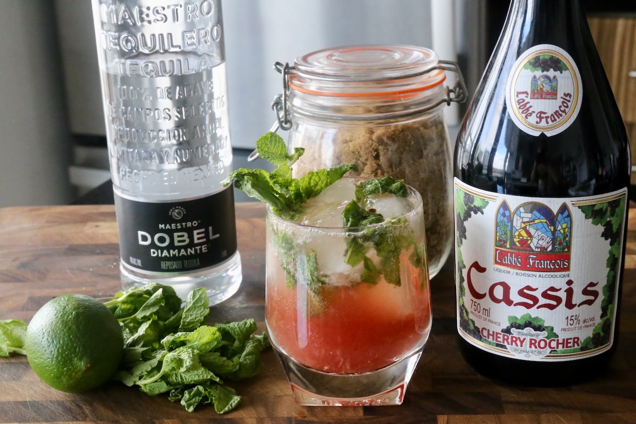 Serve a Mojito Diablo Cocktail in a rocks glass.
