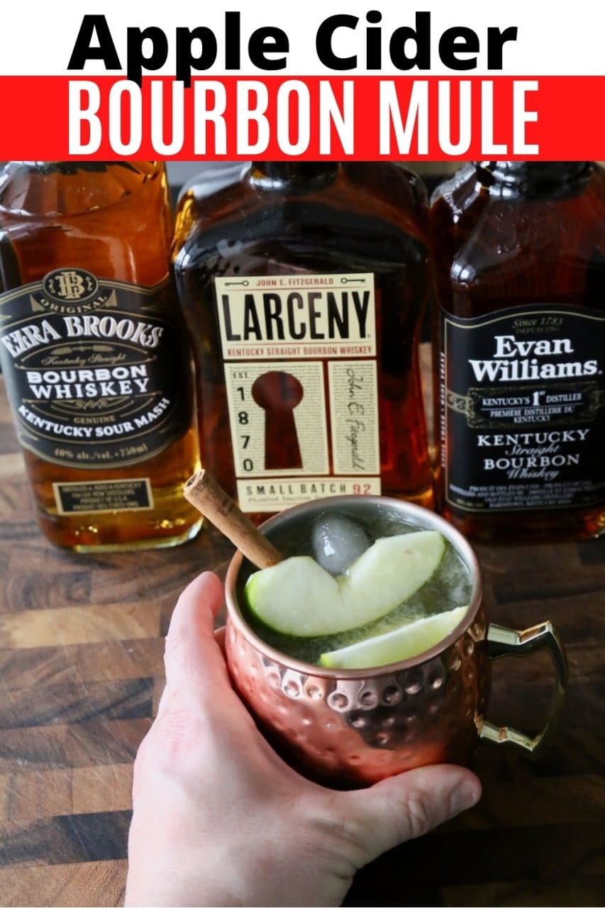 Save our Apple Cider Bourbon Mule Cocktail recipe to Pinterest!