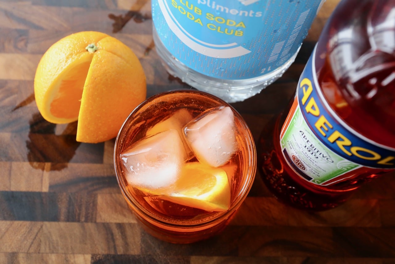 We love serving an Aperol Soda on a hot day in the summer at cocktail hour.