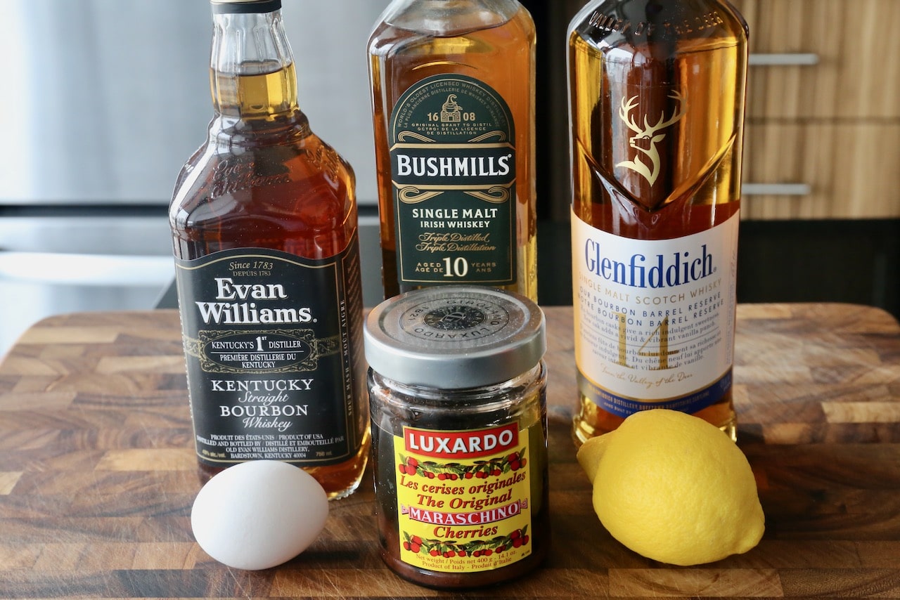 Traditional Boston Sour recipe ingredients. 