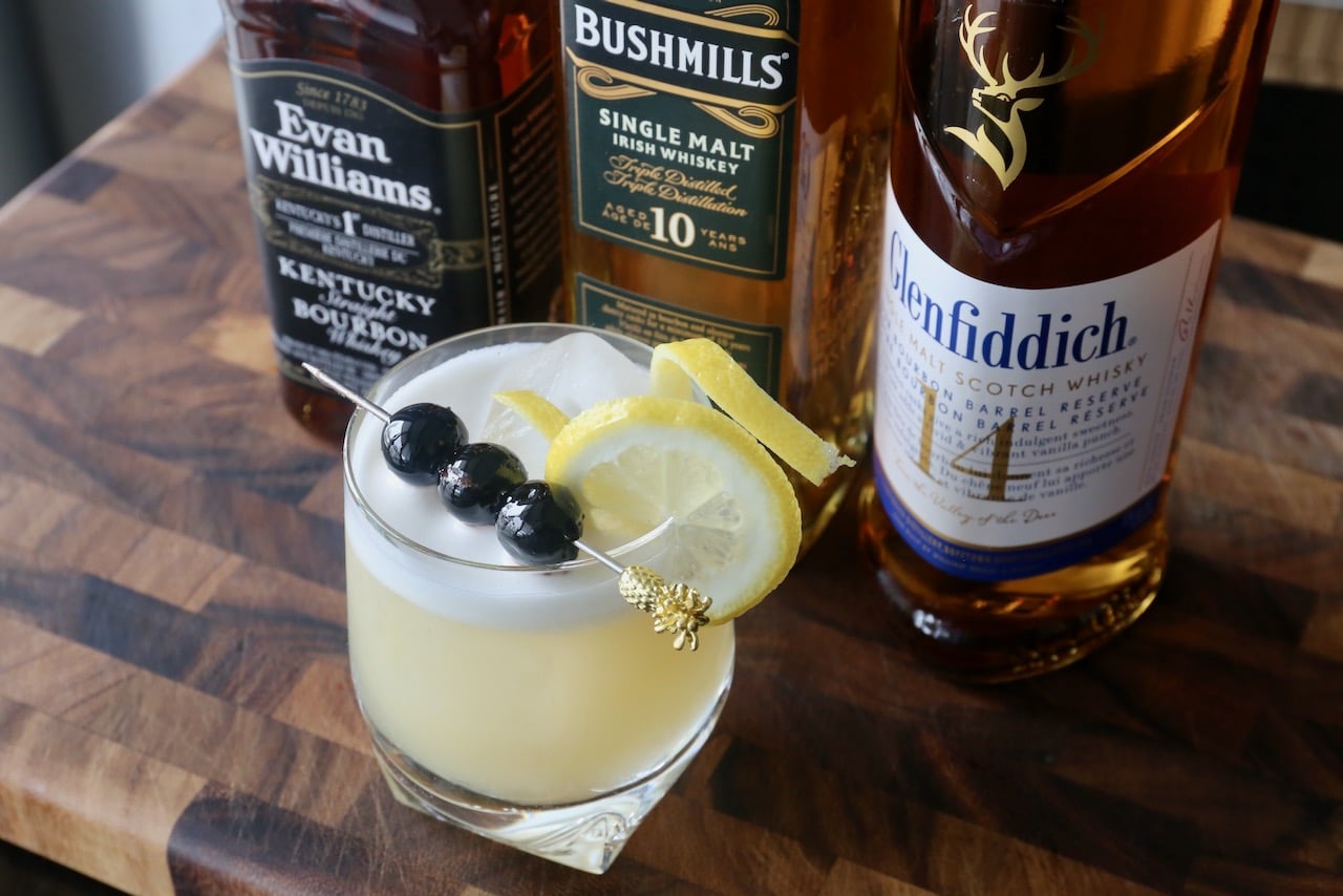 You can prepare this Boston Sour recipe with Bourbon, Scotch or Irish Whiskey. 