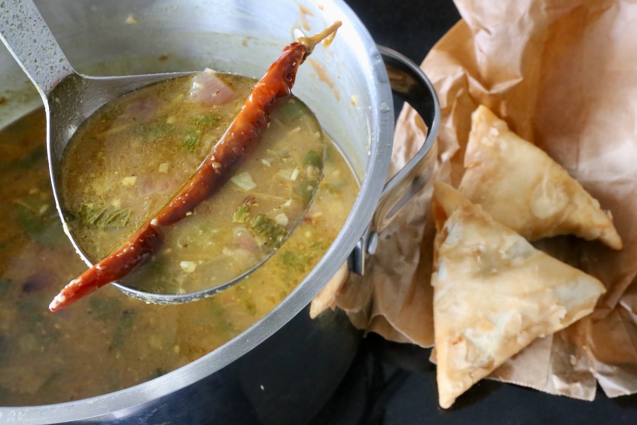 Samusa is an authentic Burmese soup made with samosas.
